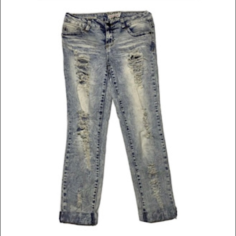 Hot Kiss Brooke Boyfriend Distressed Acid Wash